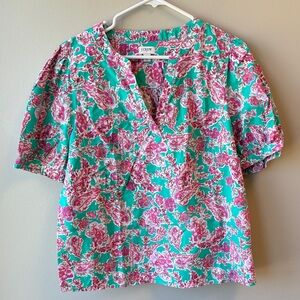 J. Crew Factory Floral Blouse - Pink and Teal